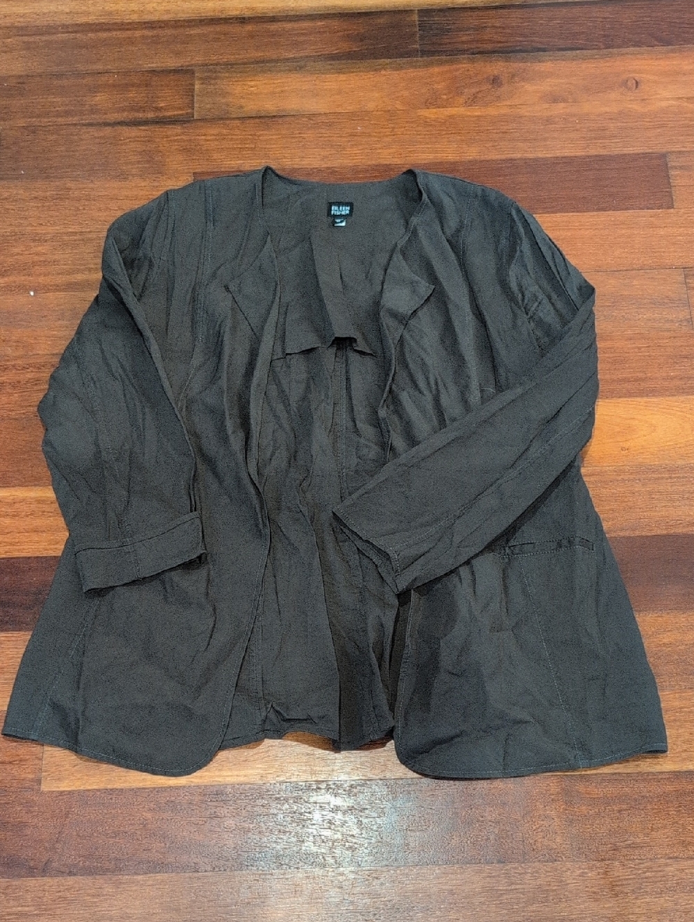 Eileen Fisher Dark Brown Linen Lightweight Cardigan